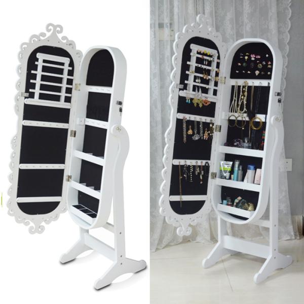 Altura oval del gabinete el 160cm de la joyería del noble antiguo de madera del MDF con el espejo