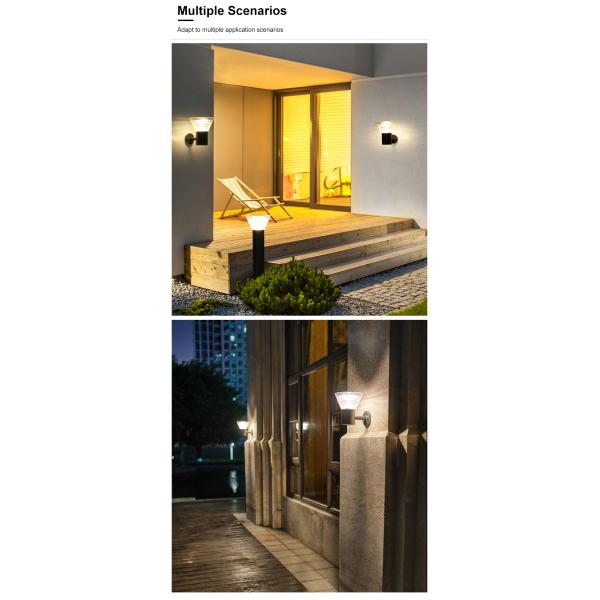 15W Aluminum Sconce Outdoor Garden Solar Light Wall Mounted With Mono Solar Panel