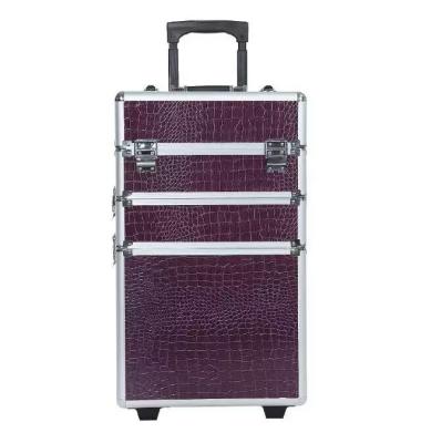 Lockable Rolling Pro Makeup Case 4MM MDF With PU Leather Panel 360 * 245 * 705mm
