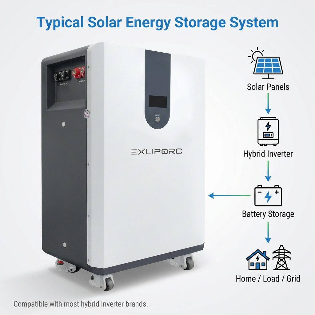 30kWh LiFePO4 Battery for Solar Energy Storage System | 51.2V Lithium Battery for Home and Commercial Backup Power