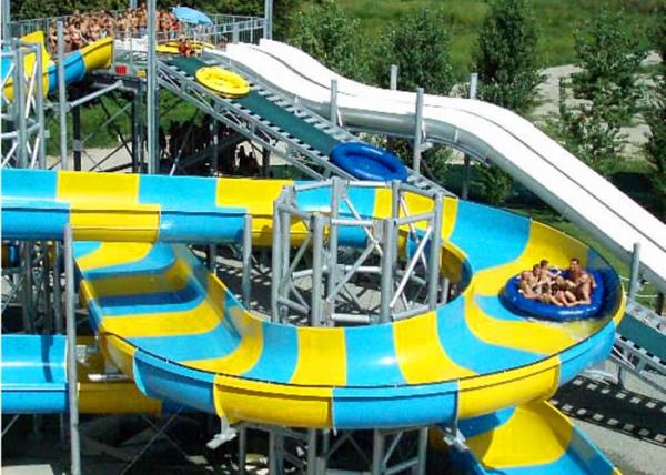 Fiberglass Water Pool Mini Water Park Slide / Amusement Park Slides ISO Certificate