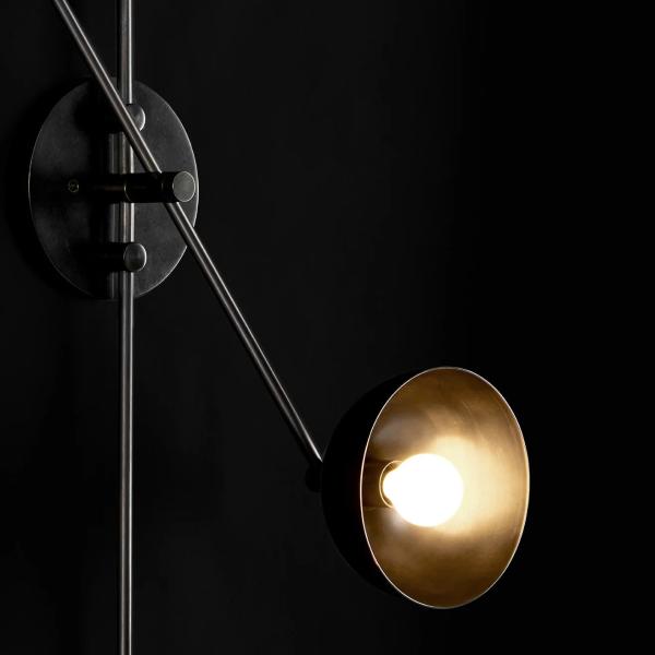 Modern Luxury Round Wall Lamp Artificial Cast Ceramic Brass Trapeze Surface Wall Scone for Hotel Showroom Interior LED Light Source E26 Base