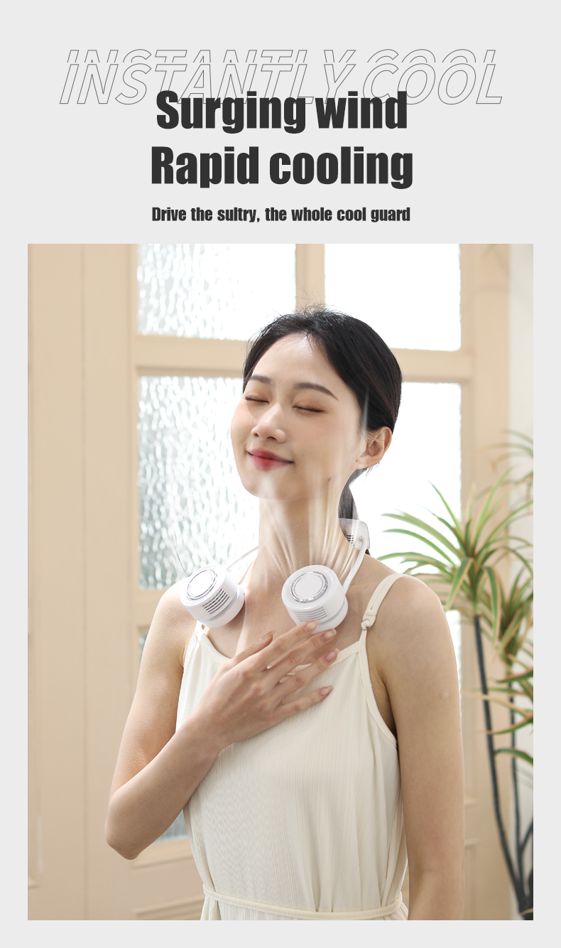 FUSMLI 2400mAh Innovative Summer Products Bladeless Portable Wireless Turbo Hanging USB Mini Rechargeable Wearable Neck Fan