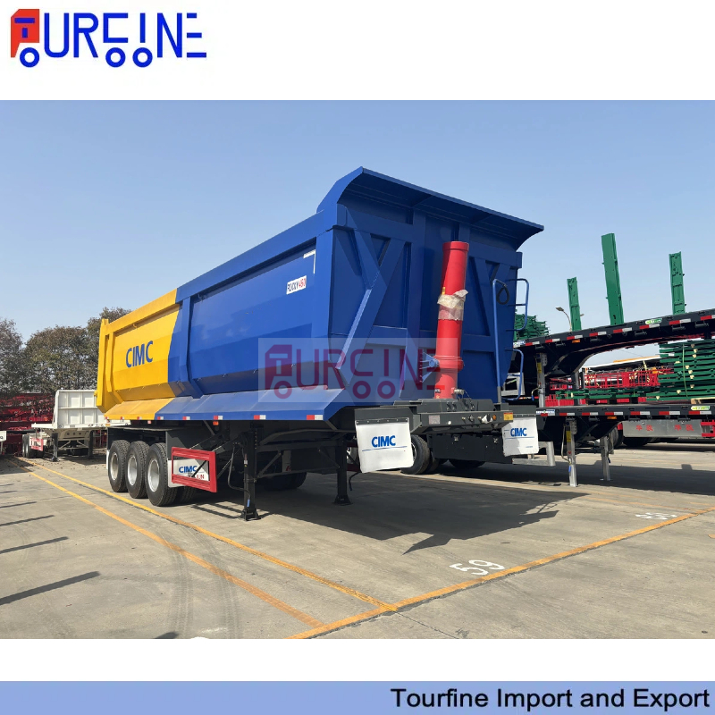 Tri Axle 40 Ton Rear Dump Semi Trailer For Sand Stone Aggregate Transportation