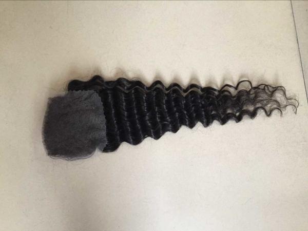 130 Density Indian Remy Hair 4*4 Deeo Wave Lace Frontal Closure Factory Price