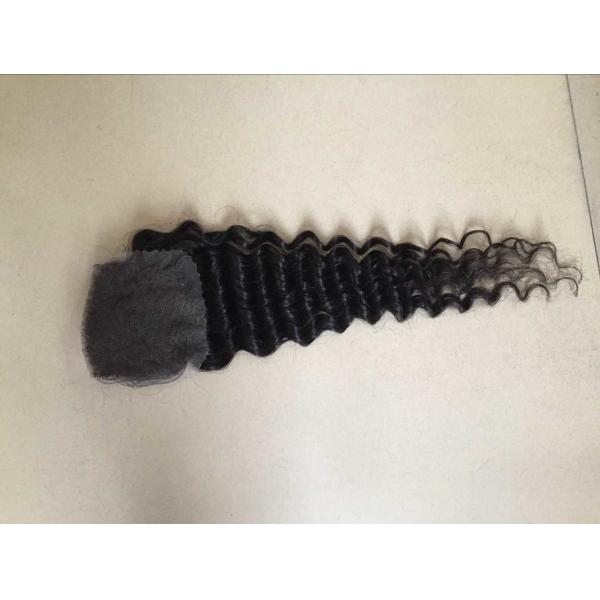 130 Density Indian Remy Hair 4*4 Deeo Wave Lace Frontal Closure Factory Price