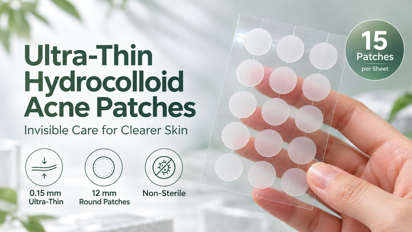 0.15 mm Ultra-Thin Hydrocolloid Acne Patch OEM Manufacturer Hydrocolloid Patch for Skincare Brands