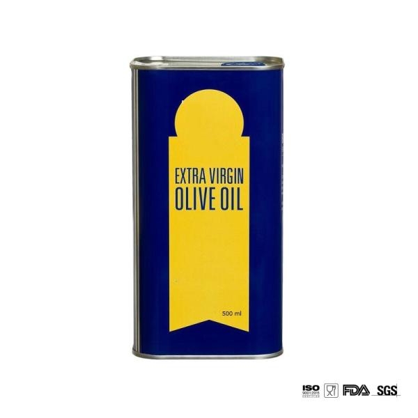 DADI Food Grade Tinplate Can for Packaging, 500ml Edible Olive Oil Container Square Shaped Food Oil Can