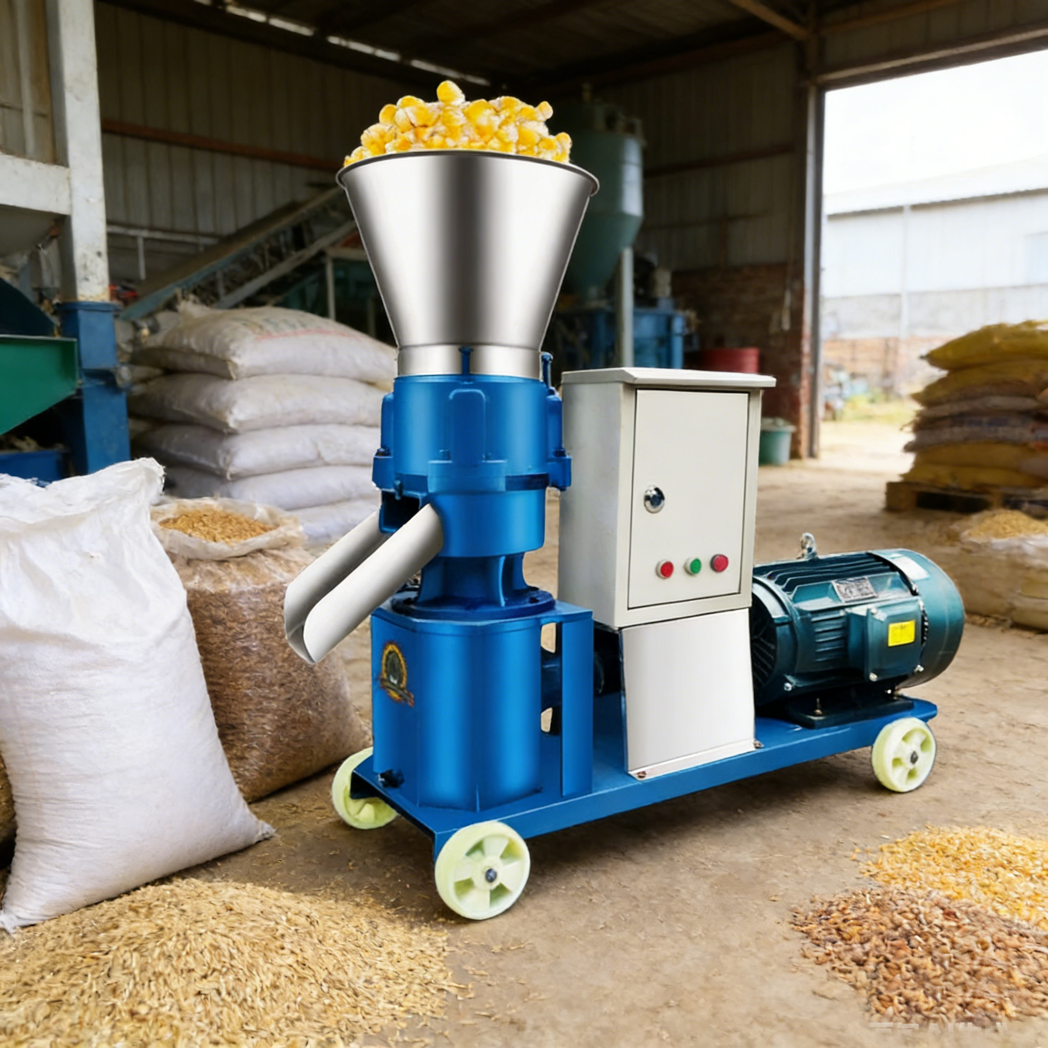 Stainless Steel Rust Resistant Poultry Pellet Machine 200kg/H Farm Feed Pellet Mill