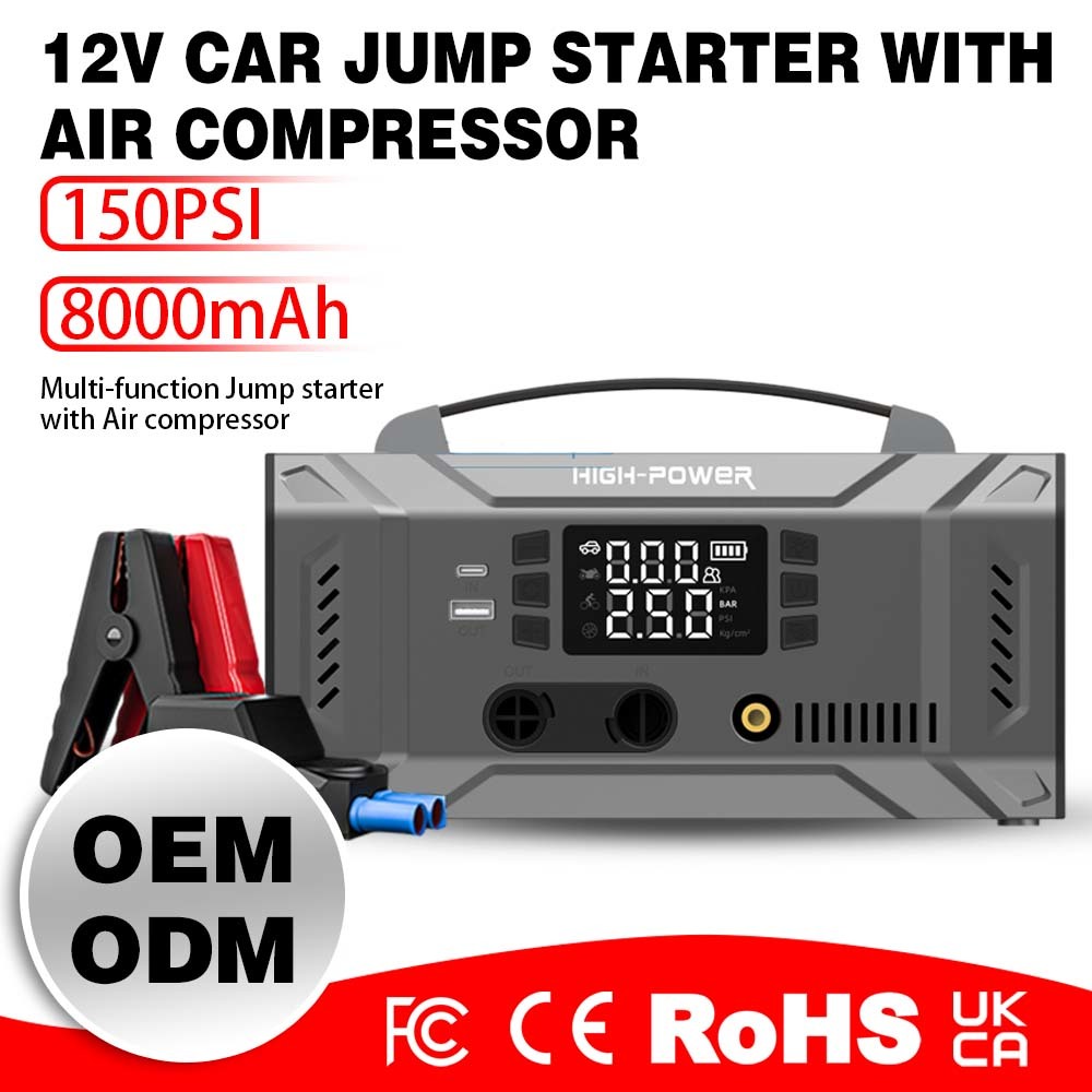 Heavy Duty 1000A Jump Starter & 150PSI Tire Inflator 10000mAh Large Battery Capacity