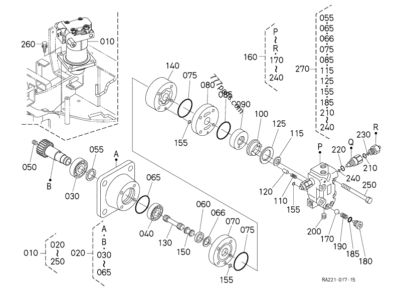 KUBOTA KX41-3 U17 U17-3a U15 U15-3 Swing Motor Device RG138-61280 RB238-61280 Eaton 2-200DOS-E3888 104-6473-005 104-6485-005 For Mini Excavator Original Parts