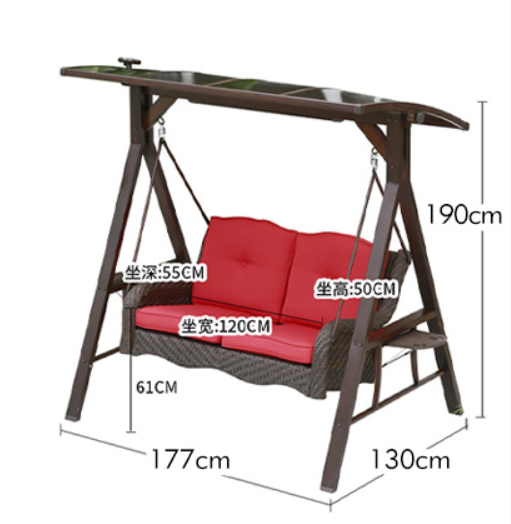 Metal Frame 2 Seater Garden Swing Chair With Awning And LED Light