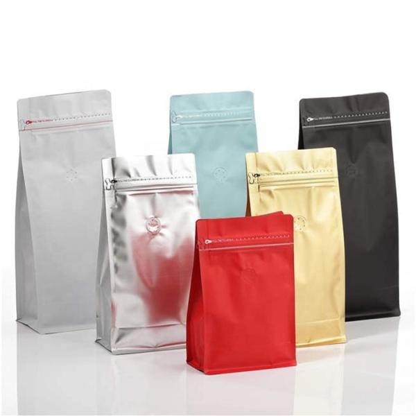125g 250g 500g 1kg Aluminum Foil Flat Bottom Coffee Bean Bags With Valve