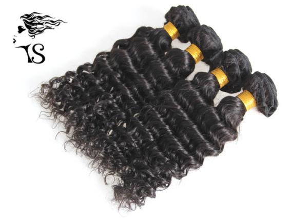 Non Remy Human Hair Weft Hair Extensions Deep Wave 4 Bundles No Tangle