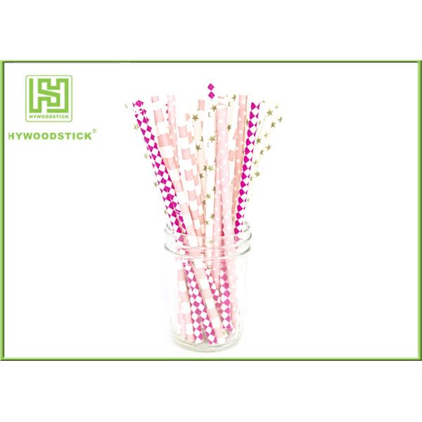 Disposable Colored Paper Straws , Paper Drinking Straws Bulk For Baby Shower 197 * 6mm