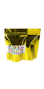 Foil bags, Semi-Clear Window Hang-Hole Stand-Up K Pouch, Aluminum Packaging Bags Laser K Stand Up Resealable Pouches Wit