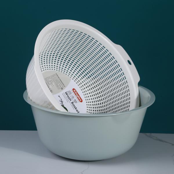 Plastic Double Layer Asphalt Basket For Kitchen Wash Vegetables Fruits