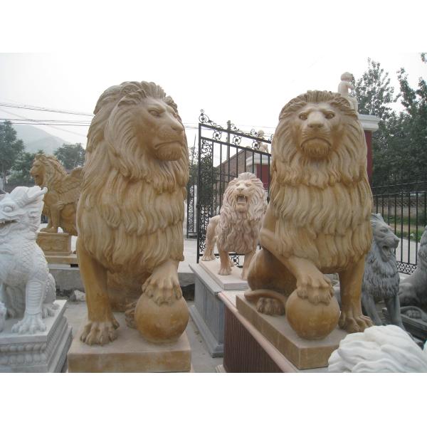 Large Outdoor Entrance Decor Sandstone Guardian Lion Statue