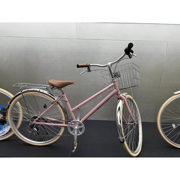 Bicicletas elegantes para viajeros urbanos con manillar plano Bicicleta rosa de 6 velocidades