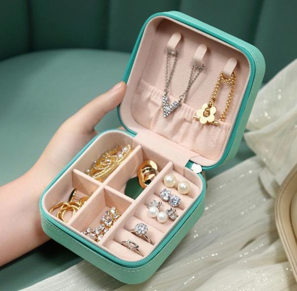 Ring Necklace Jewellery Packaging Box PU Leather Jewelry Set Gift Box With Zipper