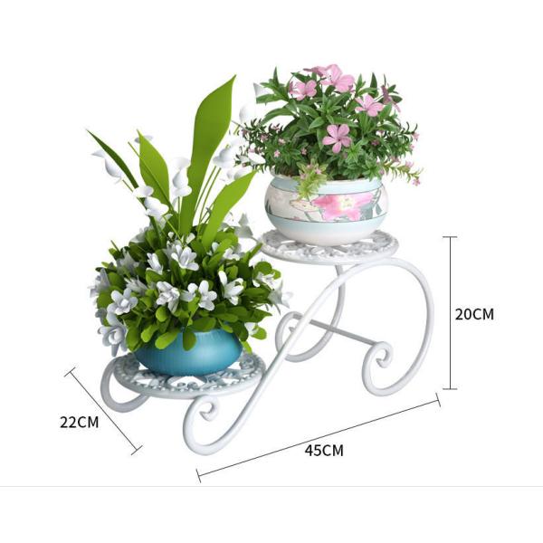 White 2 Tier Flower Cart Plant Stand , 45cm Width Plant Cart Indoor