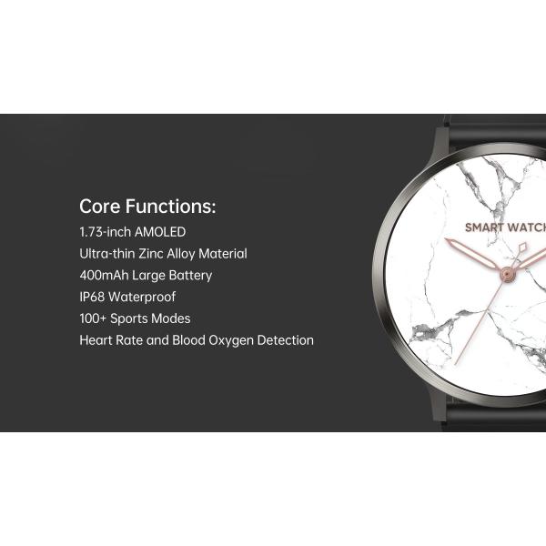 DM90 Hombres Smart Watch 1.73 pulgadas Ultra delgado Smartwatch 400mAh batería