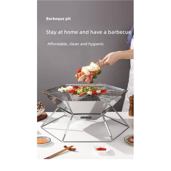 Polished Foldable Camping Grill Square Rectangular Hexagonal Stainless Steel Grill