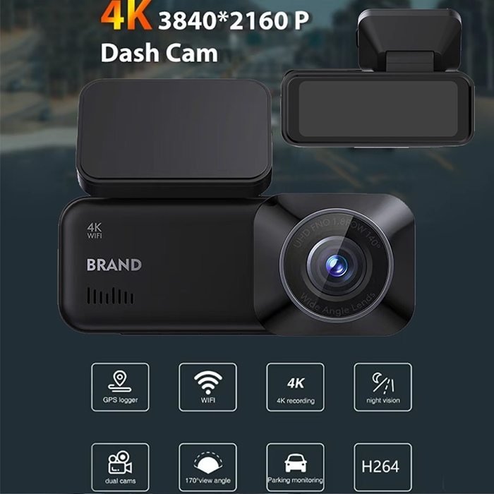 Safety Car DVR 4K UHD Dash Cam Dual Lens Emergency Lock For Enhanced Driving