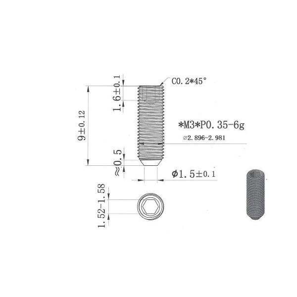 Small M3 9mm Grub Nut Hex Socket Set Screws Non Magnetic Brass Stainless Steel