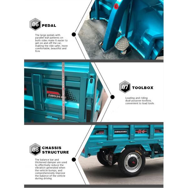 Трехколесный электрический грузовой велосипед 1200W 1500W MB-H9 Мобильное транспортное средство для доставки грузов