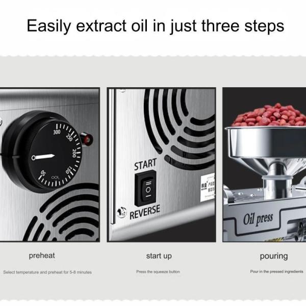 Stainless Steel Body 220V Hydraulic Oil Press Machine for Cold Pressing Peanut Oil