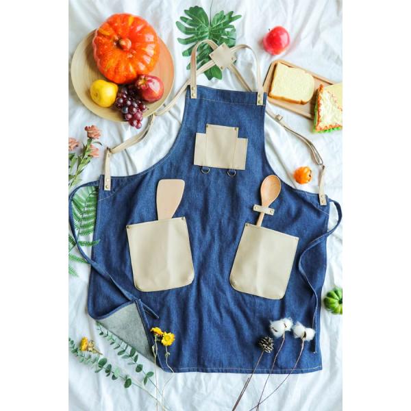 Multifunction Kitchen Cooking Apron , 360gsm Jean Denim Cooking Apron