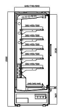 R290 Refrigeradores abiertos para tiendas con estanterías de plexiglás