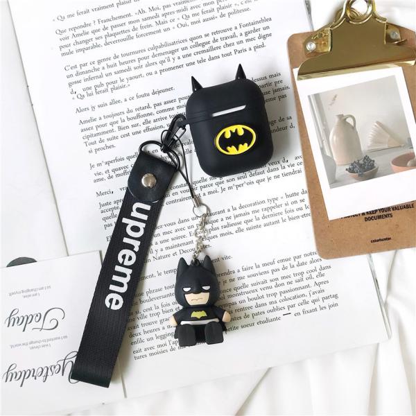 Black Silicone Airpods Case Anti Lost Cute Batman Shock Absorption
