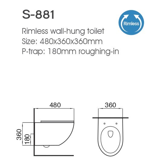 Cisterna de cerámica oculta colgada en la pared inodoro sin borde suspensión flotante para el baño