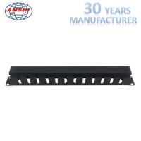 Bâti de support horizontal noir de la gestion 1u de câble 19 pouces avec 12 ports
