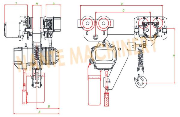 7.2 m / Min Max Lifting Speed 10 Ton Electric Chain Hoist For Single / Double Speed