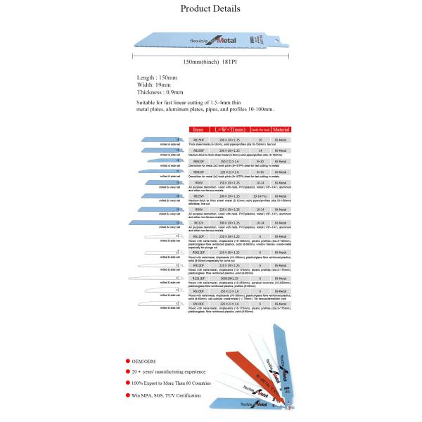6 дюймовые металлические режущие резные лезвия набор би-металл Sawzall лезвия для металлических труб листовой металлической ребер 18TPI