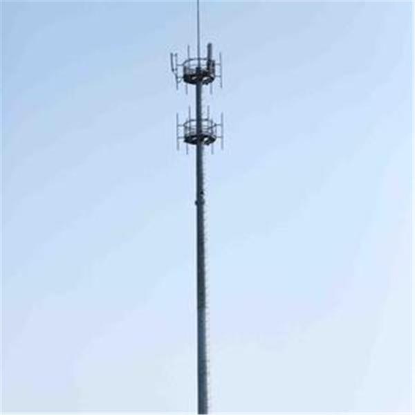 35m Galvanized Triangular Platform 5G WIFI Telecommunication Monopole