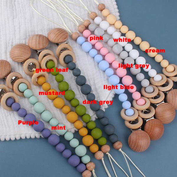 Toddlers Eco Friendly Silicone Pacifier Holder Beaded Pacifier Clip Heat Resistant