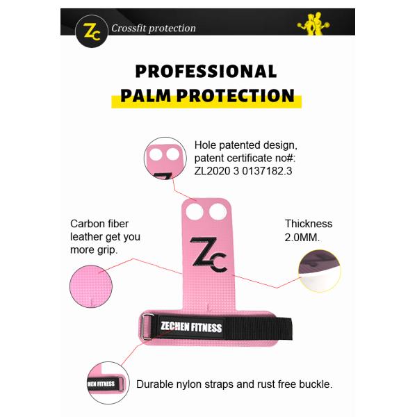 Gymnastics Palm Crossfit Carbon Fiber Hand Grips Pink 2mm Leather Fitness Gym For Women