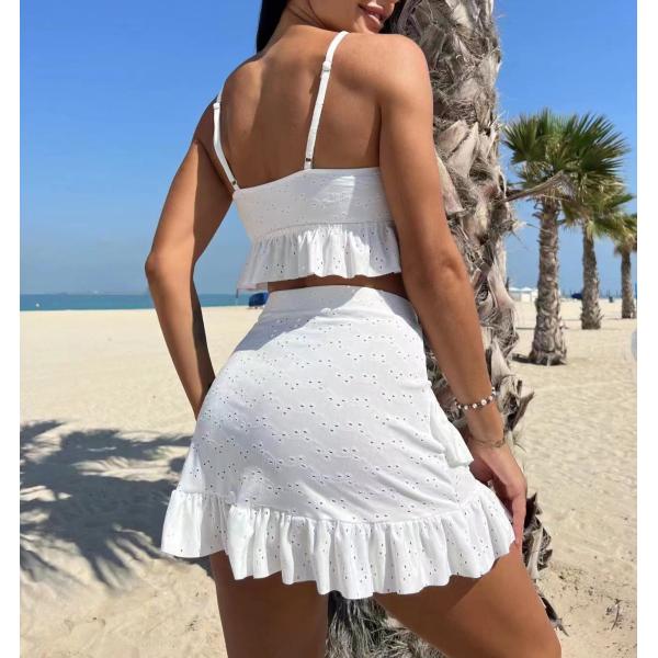 Дамы сплошной цвет бикини Swimwear 3 частей ткань купальника 3 частей флористическая особенная