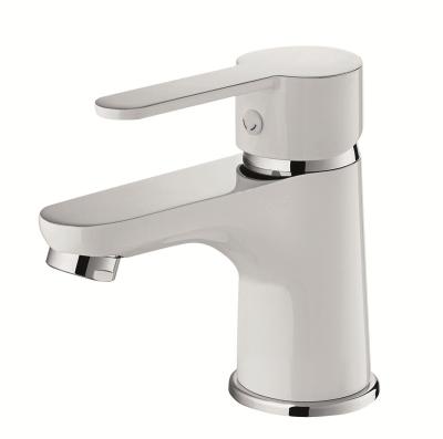 Torneira de lavatório de alavanca única cartucho de cerâmica cromo/branco torneira do banheiro
