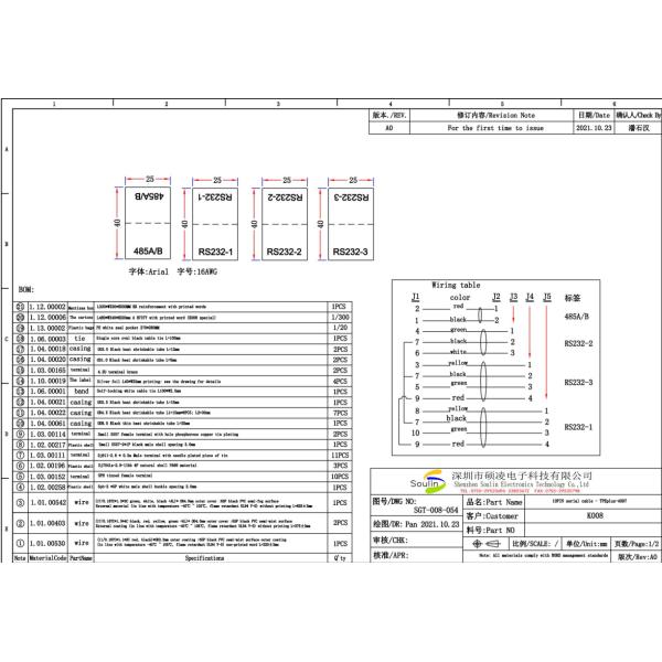 Wiring Harness SGT-008-054 10PIN Serial Port Cable TPEPLUS-4097 00