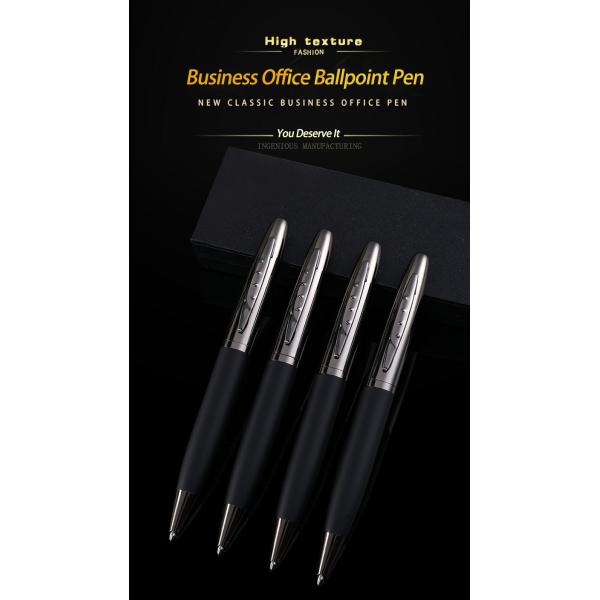 Twist Type Business Metal Ball Point Pen 1.0mm Textured Grey Pen Barrel Signature Pen