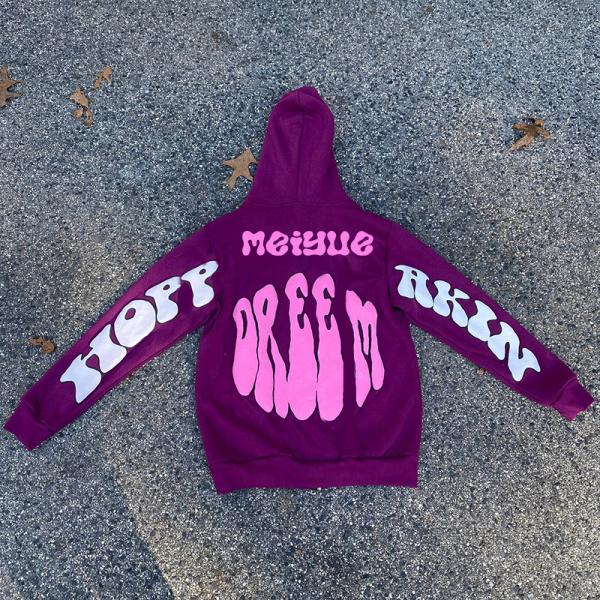 Capuchón de impresión de polvo personalizado con cremallera francesa Terry Tech Capuchones de lana Casual Plus Size Unisex Ropa callejera de algodón pesado hombres