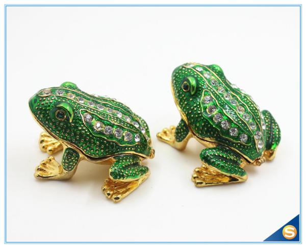 Wholesale Metal Frog With Crystal Jewelry Box Cute Trinket Box For Gifts SCJ753