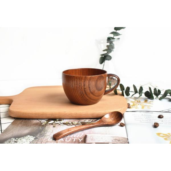 Chinese Style Burly Wooden Drinking Cups 220ML 350ML With Handle