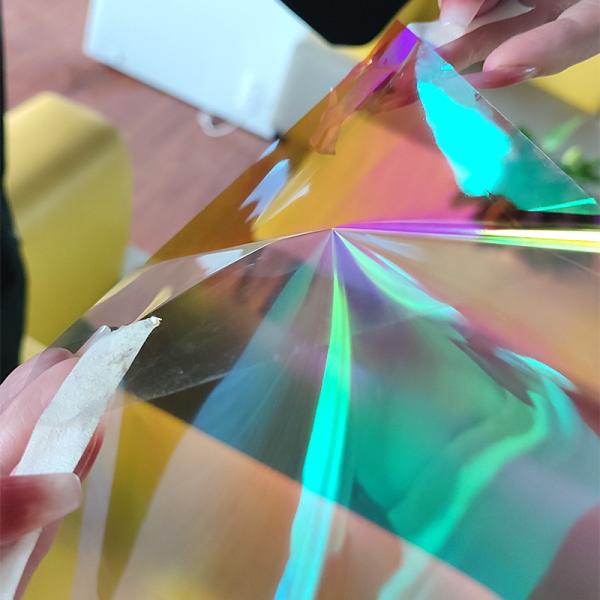 Visible and Colorful Function Self Adhesive Glass Film for Shining Transparent Rainbow Effect Stickers in Office Supermarket
