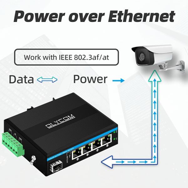 5ポート産業用ポーネットワークスイッチ DC12/24/48V入力 1SFP+4RJ45 ギガビットイーサネットスイッチ
